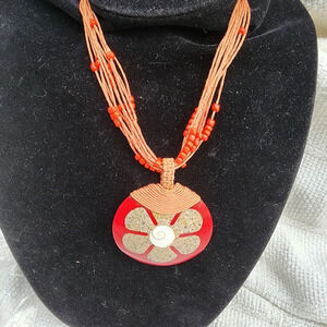 Handcrafted‎ macrame sand dollar necklace